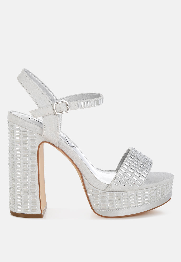 rhinestones embellished high block heels by ruw#color_silver