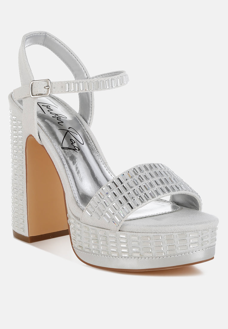 rhinestones embellished high block heels by ruw#color_silver