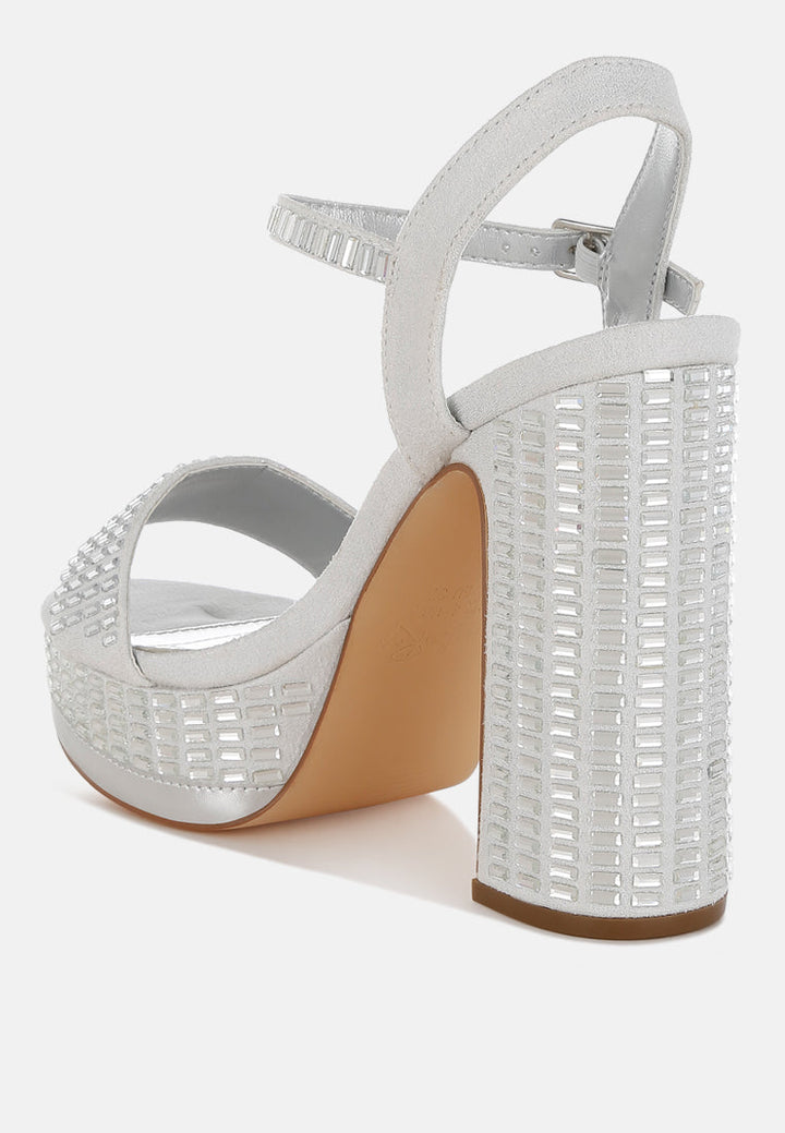 rhinestones embellished high block heels by ruw#color_silver