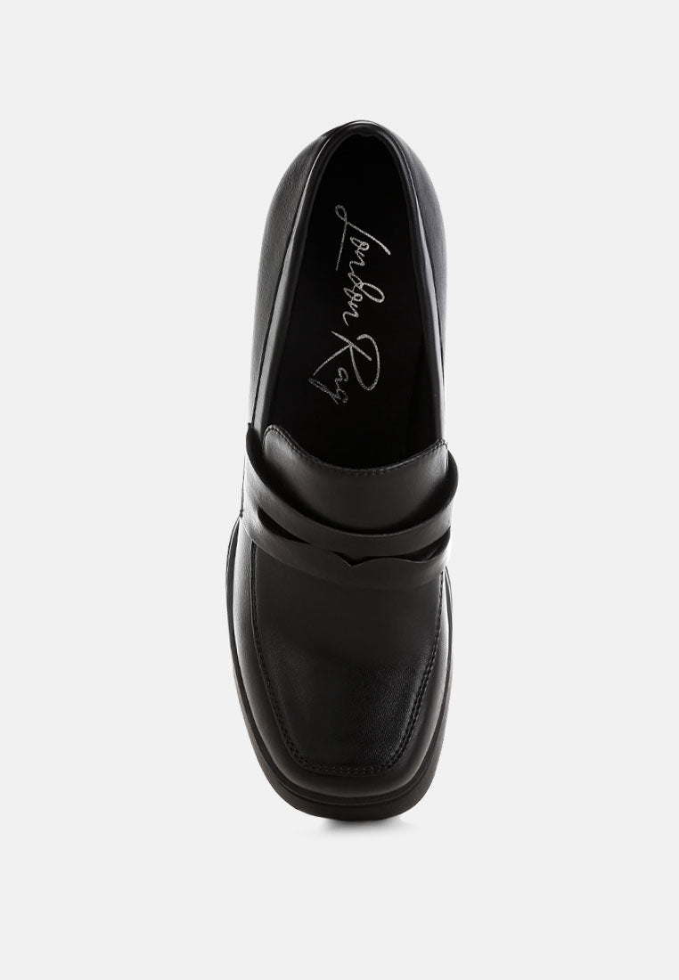oryana chunky platform heel loafers#color_black