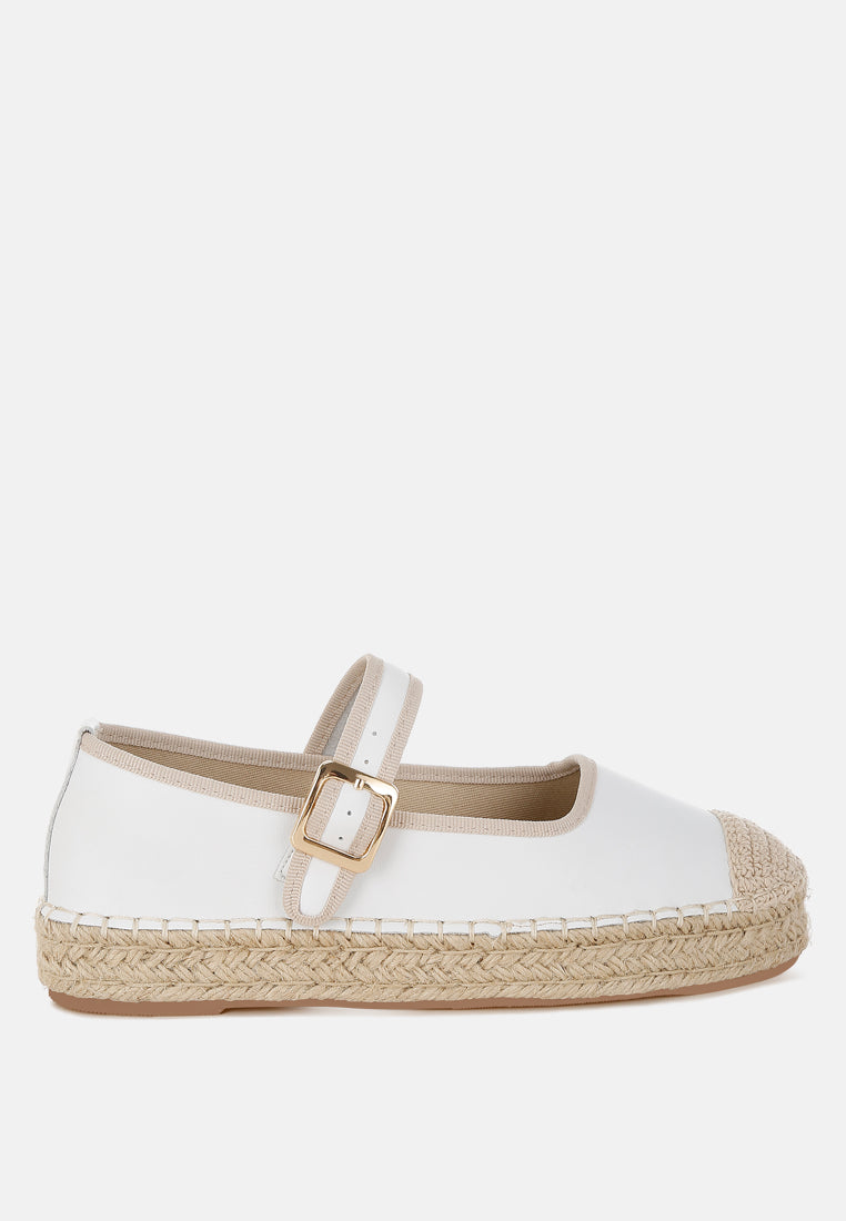 ostac genuine leather mary jane espradrilles by ruw#color_white