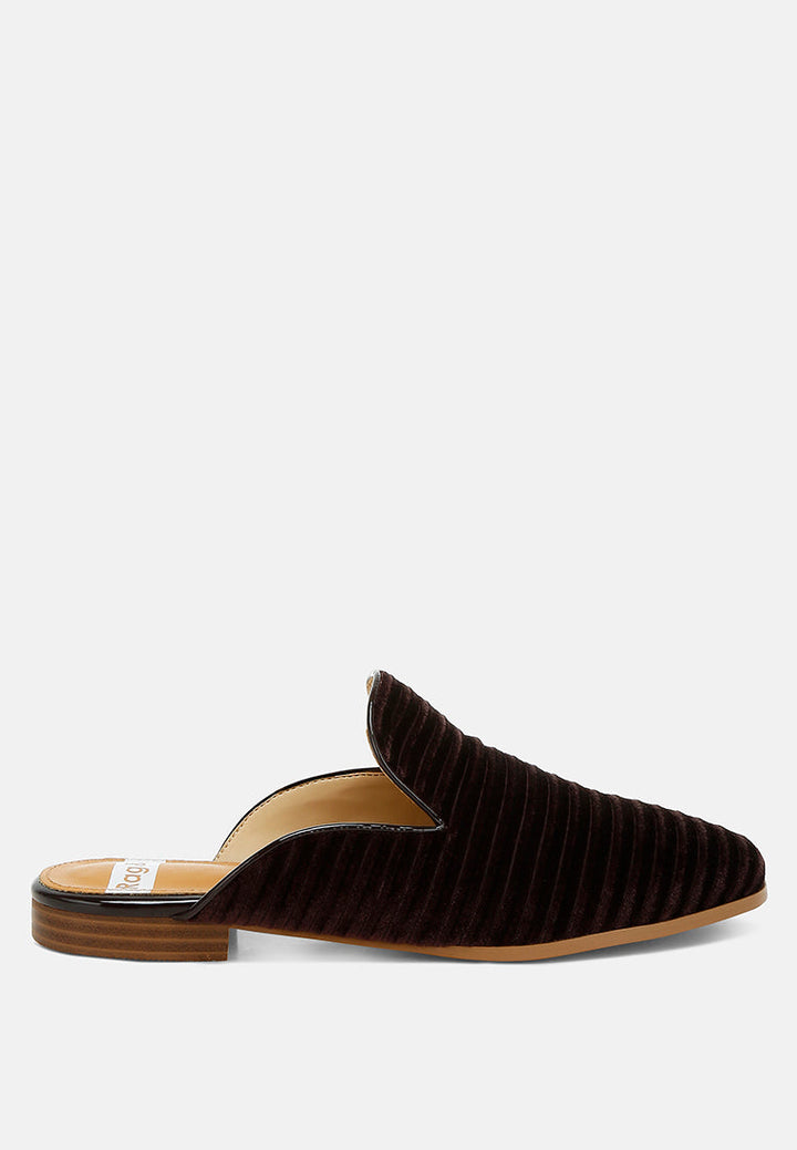 velvet textured slip on mules by ruw#color_brown