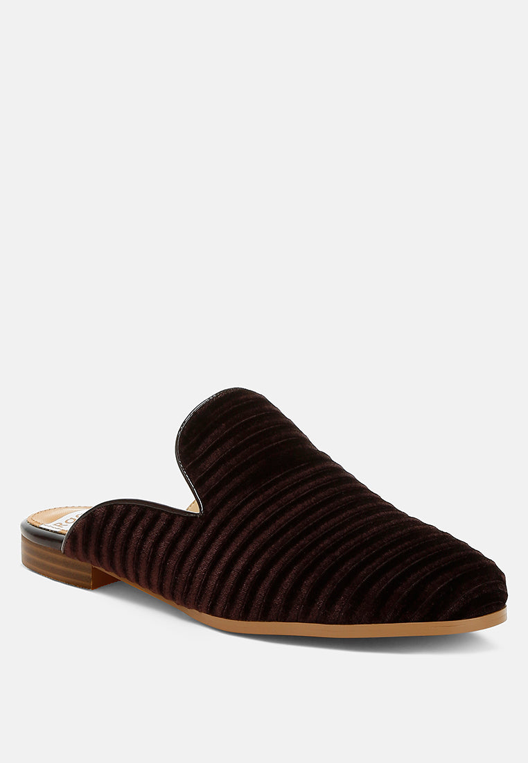 velvet textured slip on mules by ruw#color_brown