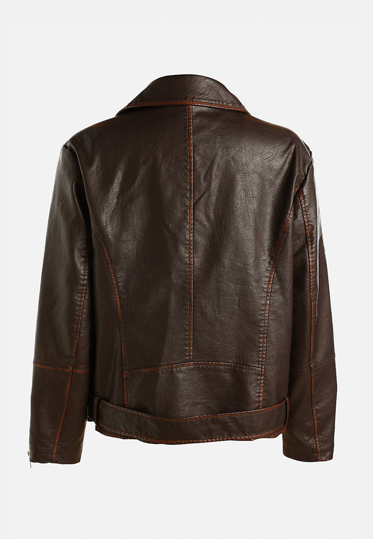 oversized biker jacket by ruw#color_brown