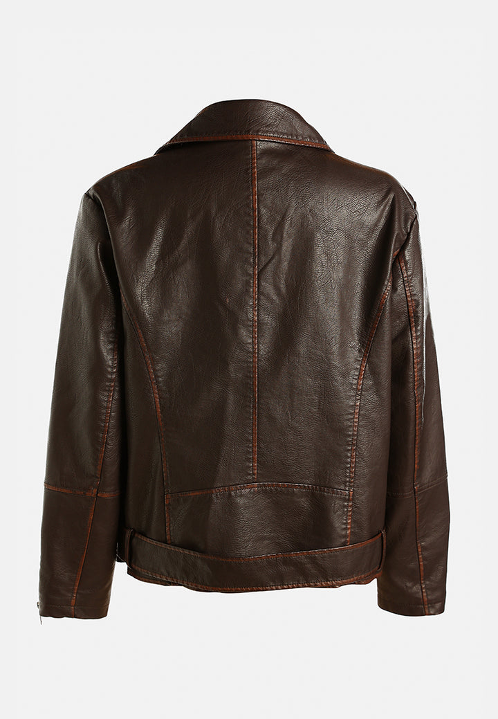 oversized biker jacket by ruw#color_brown