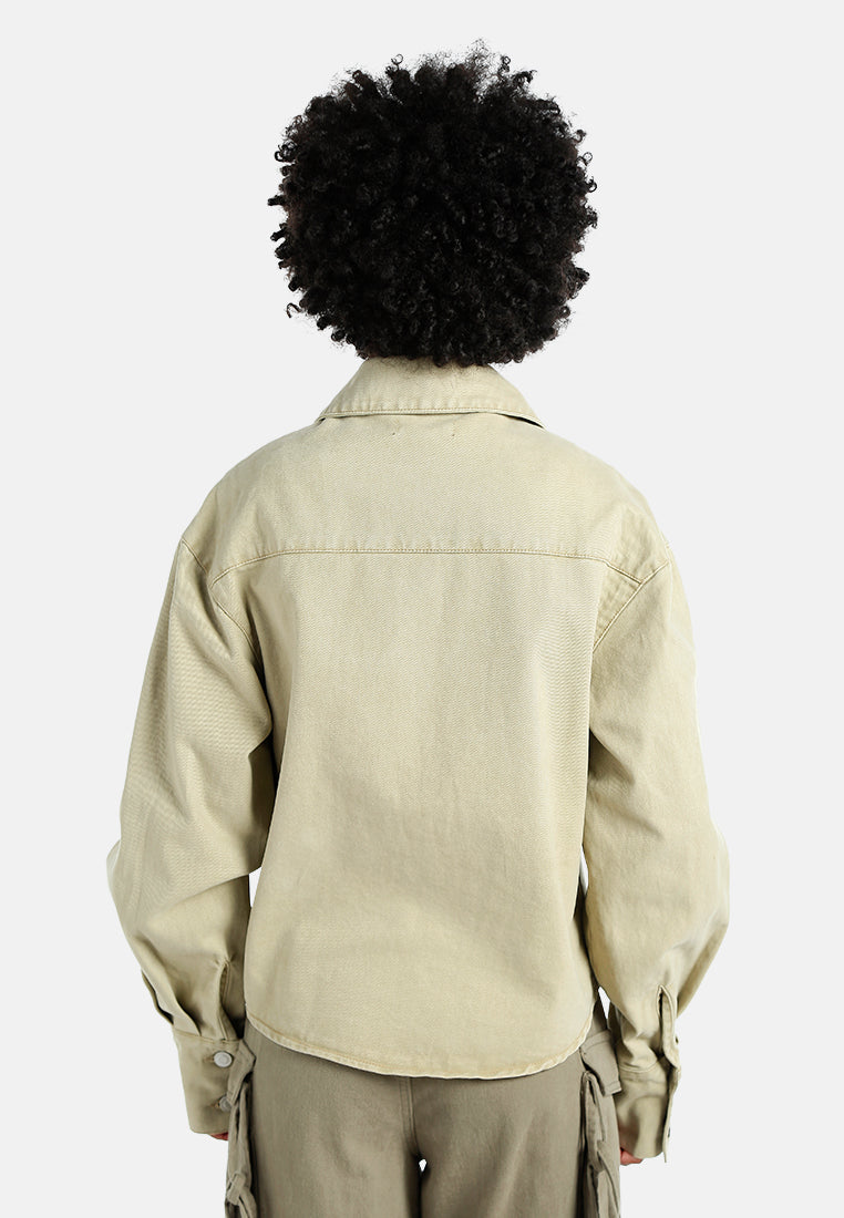 oversized button up denim shacket#color_sand
