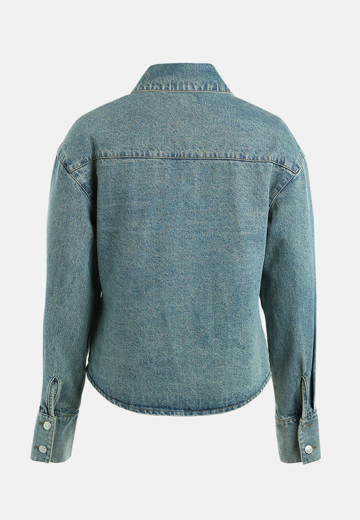 oversized button up denim shacket#color_vintage