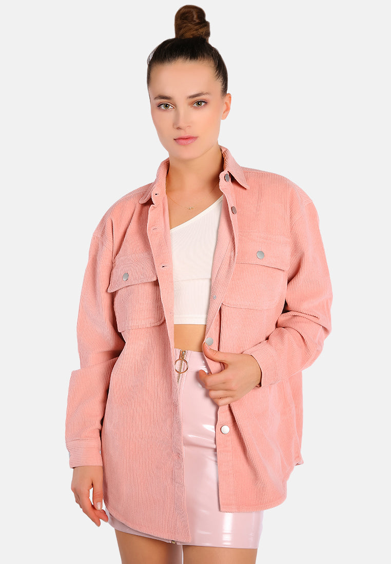 oversized casual corduroy shirt#color_pink