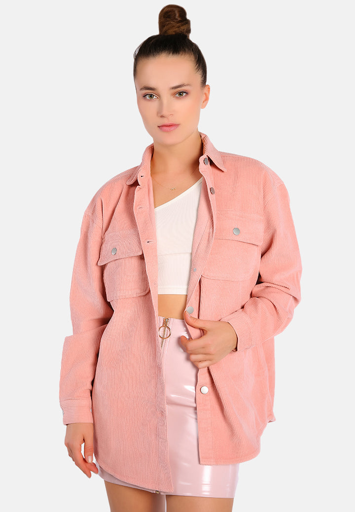 oversized casual corduroy shirt#color_pink