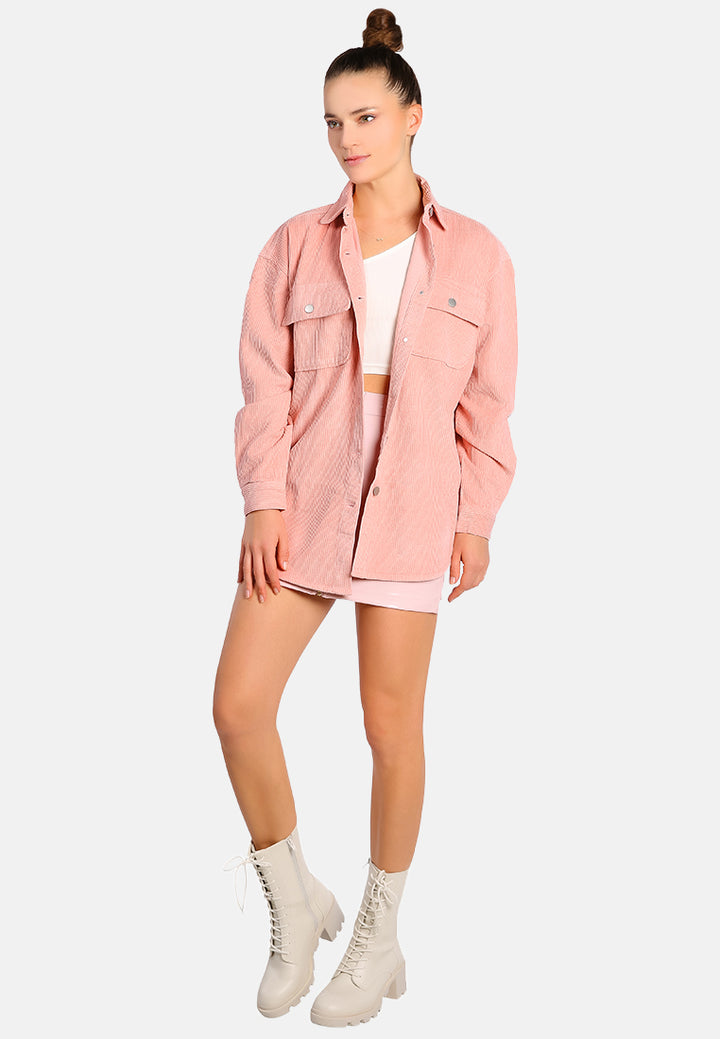 oversized casual corduroy shirt#color_pink