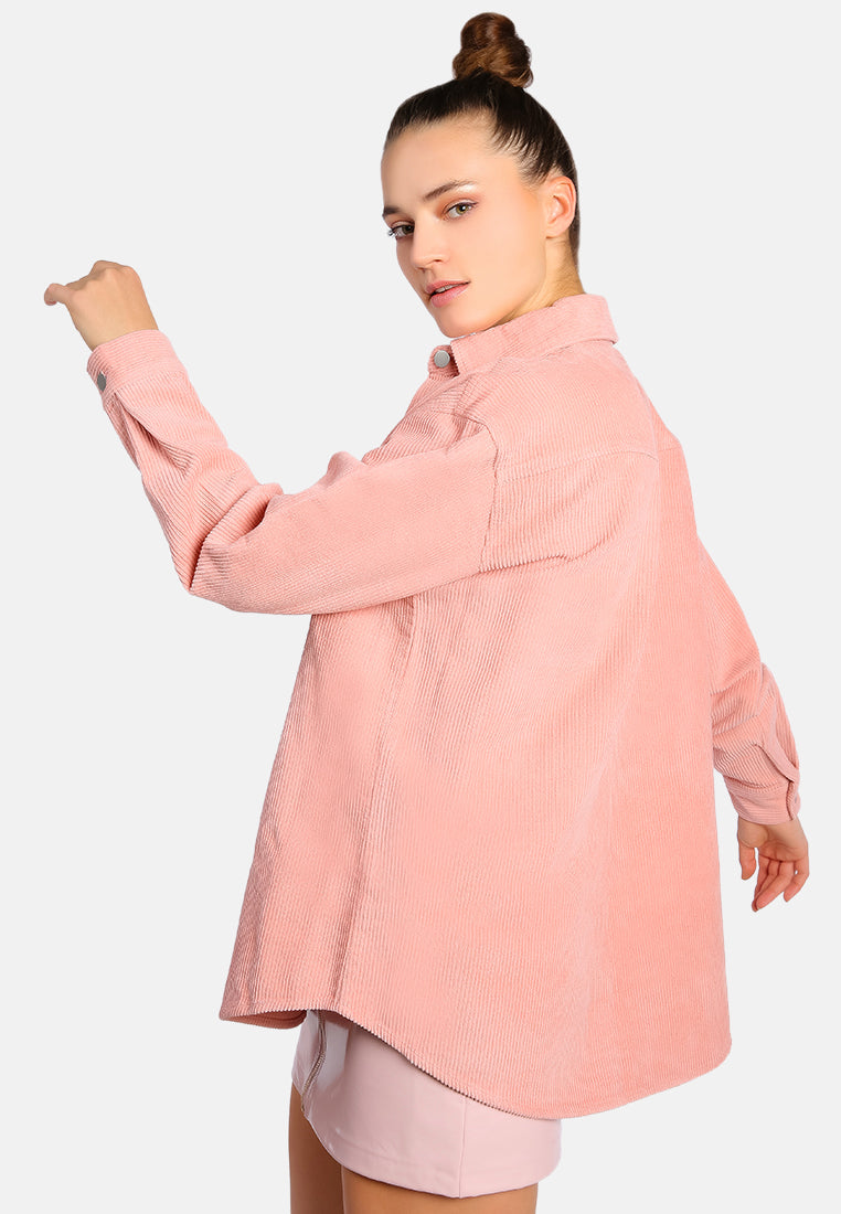 oversized casual corduroy shirt#color_pink