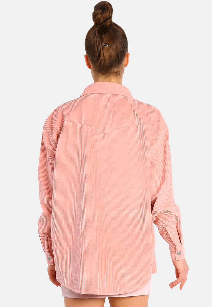 oversized casual corduroy shirt#color_pink