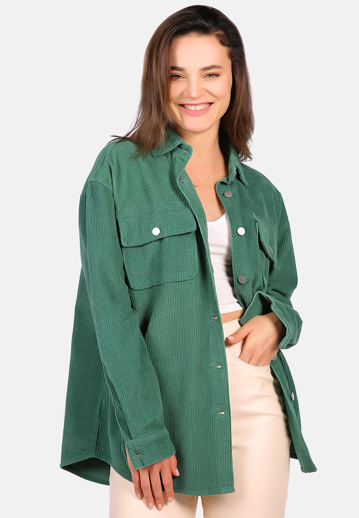 oversized casual corduroy shirt#color_teal-green