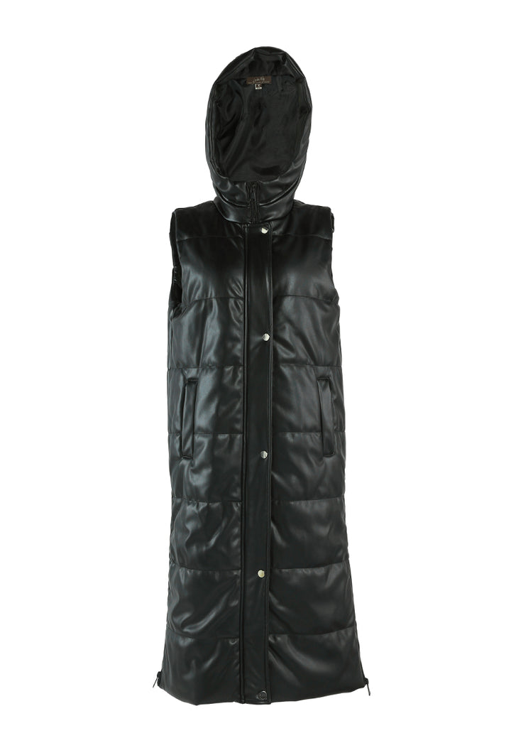 oversized quilted puffer sleeveless jacket#color_black