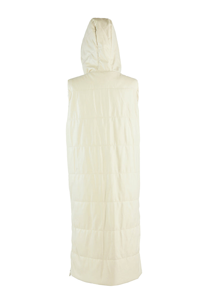 oversized quilted puffer sleeveless jacket#color_cream