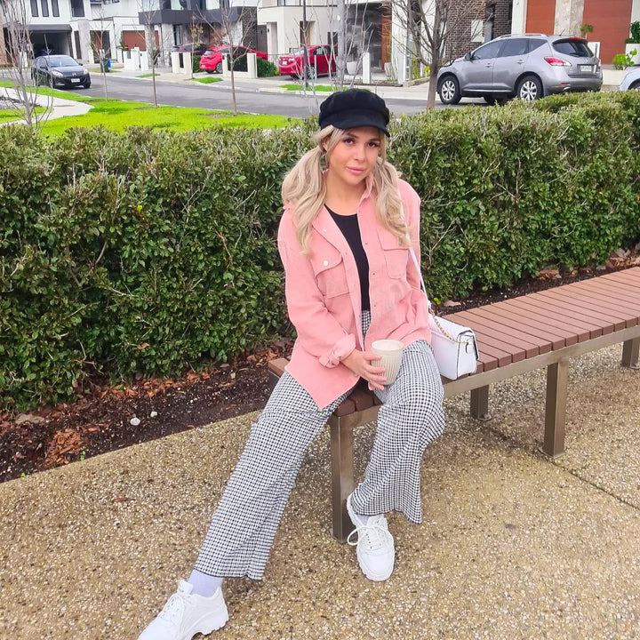 oversized casual corduroy shirt#color_pink