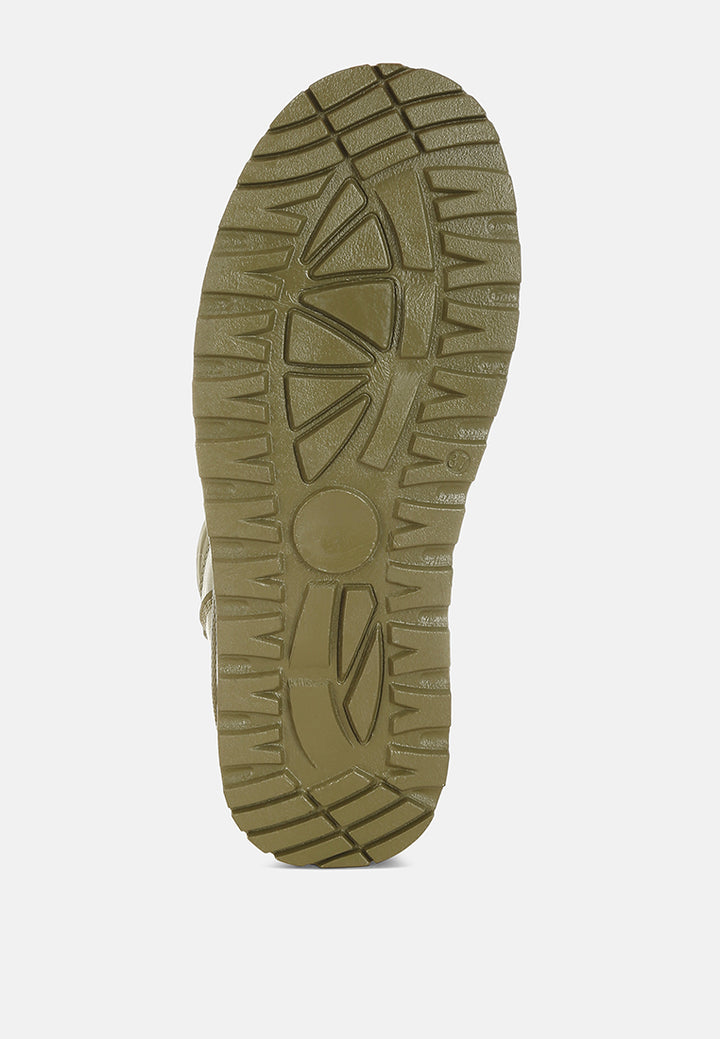 pacos high ankle chunky snow boots#color_khaki-green