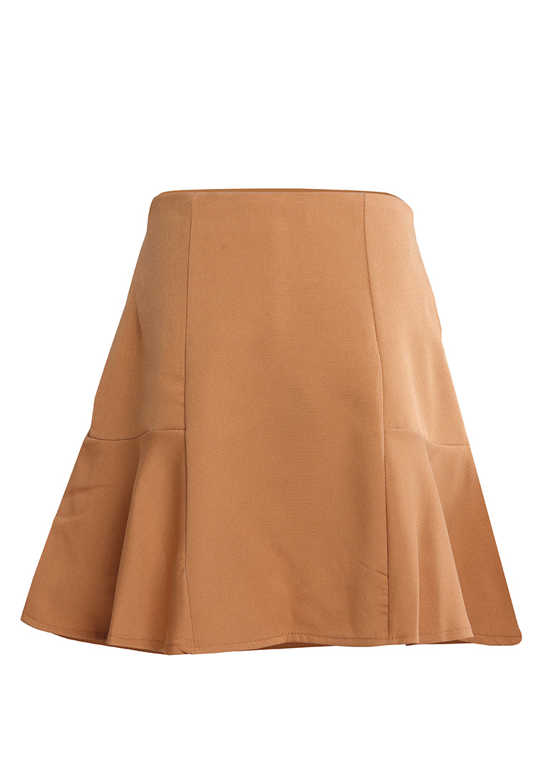 panelled flared mini skirt by ruw#color_camel