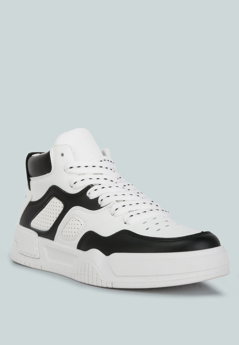 panelling detail ankle length sneakers#color_black-white