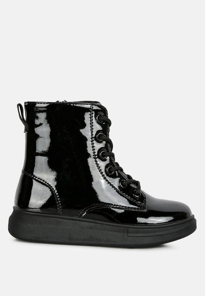 patent pu ankle boot#color_black