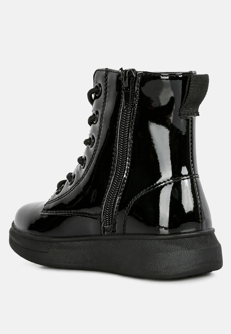 patent pu ankle boot#color_black
