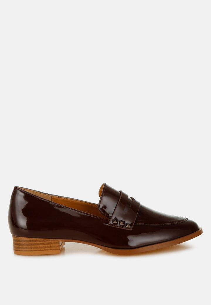patent pleather penny loafers by ruw color_brown