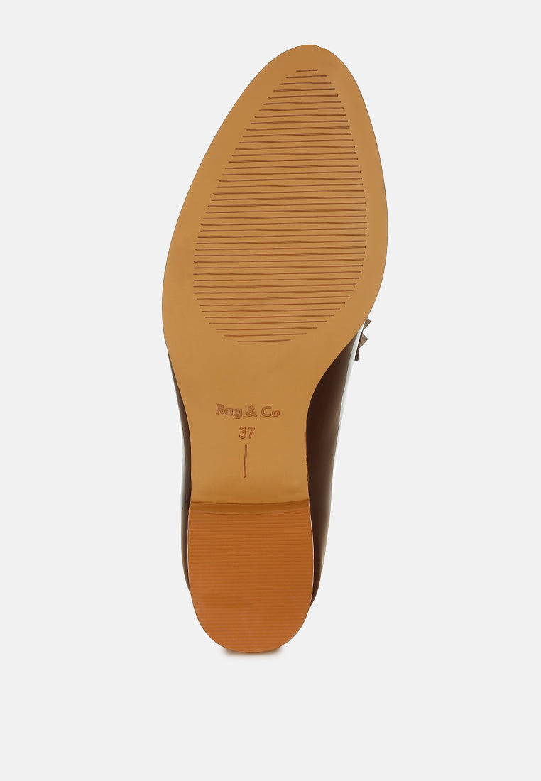 patent pleather penny loafers by ruw color_brown