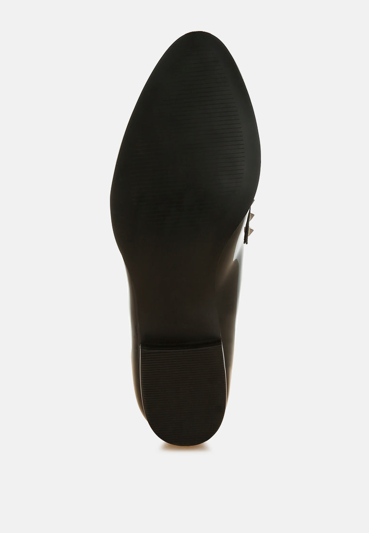 patent pleather penny loafers by ruw color_black