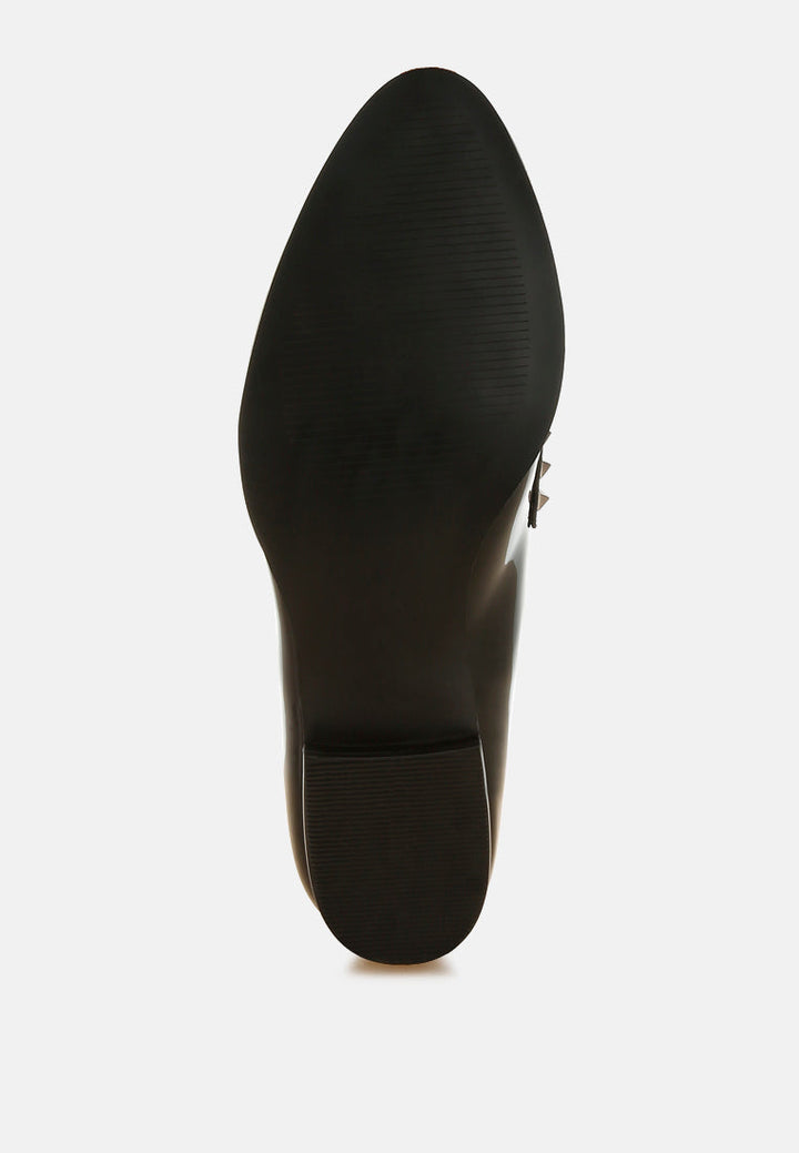 patent pleather penny loafers by ruw color_black