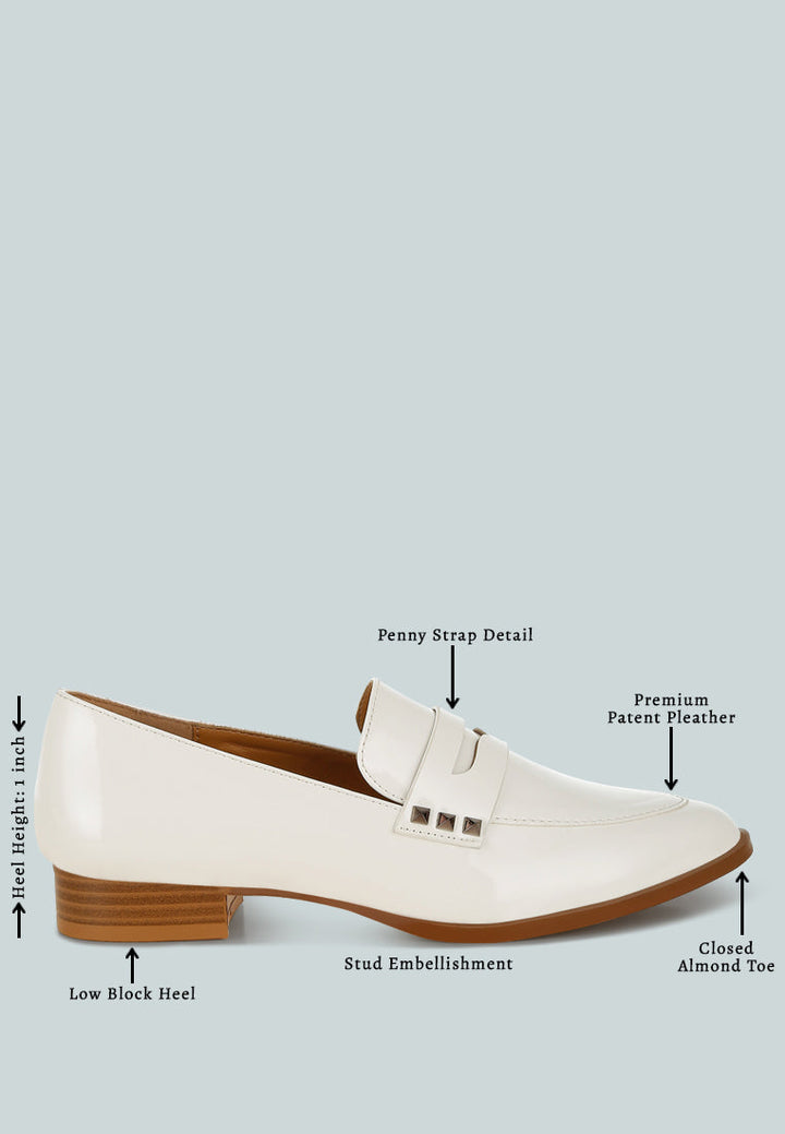 patent pleather penny loafers by ruw color_off-white