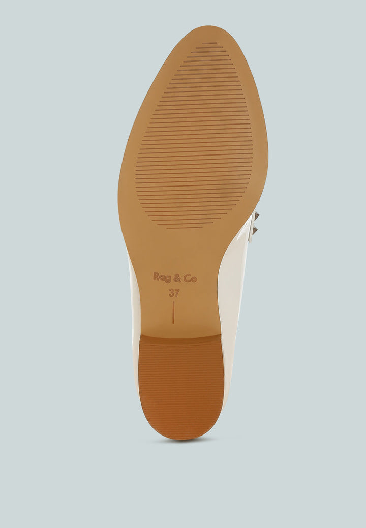 patent pleather penny loafers by ruw color_off-white