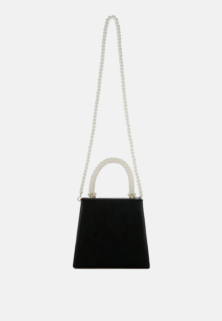 pearl top-handle diamante brooch bag by ruw#color_black