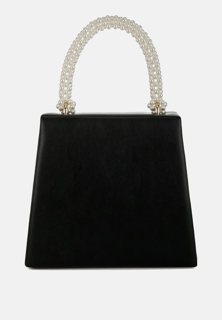 pearl top-handle diamante brooch bag by ruw#color_black