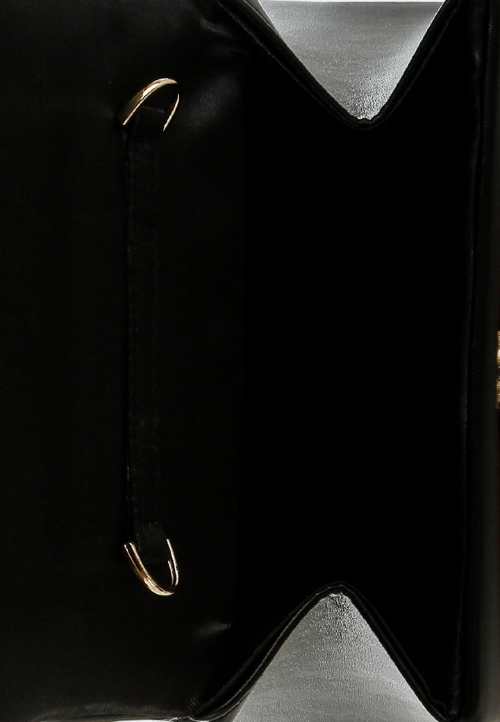 pearl top-handle diamante brooch bag by ruw#color_black