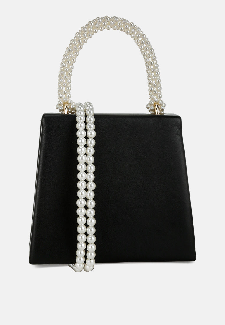 pearl top-handle diamante brooch bag by ruw#color_black