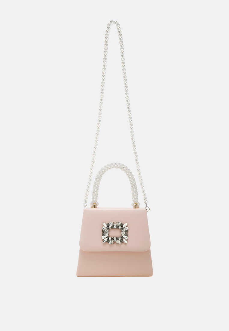 pearl top-handle diamante brooch bag by ruw#color_pink