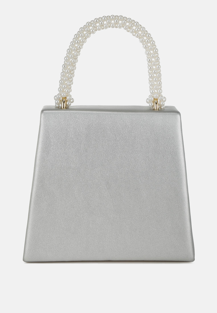 pearl top-handle diamante brooch bag by ruw#color_silver