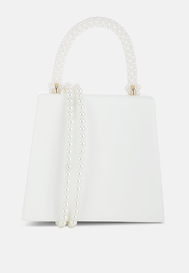 pearl top-handle diamante brooch bag by ruw#color_white