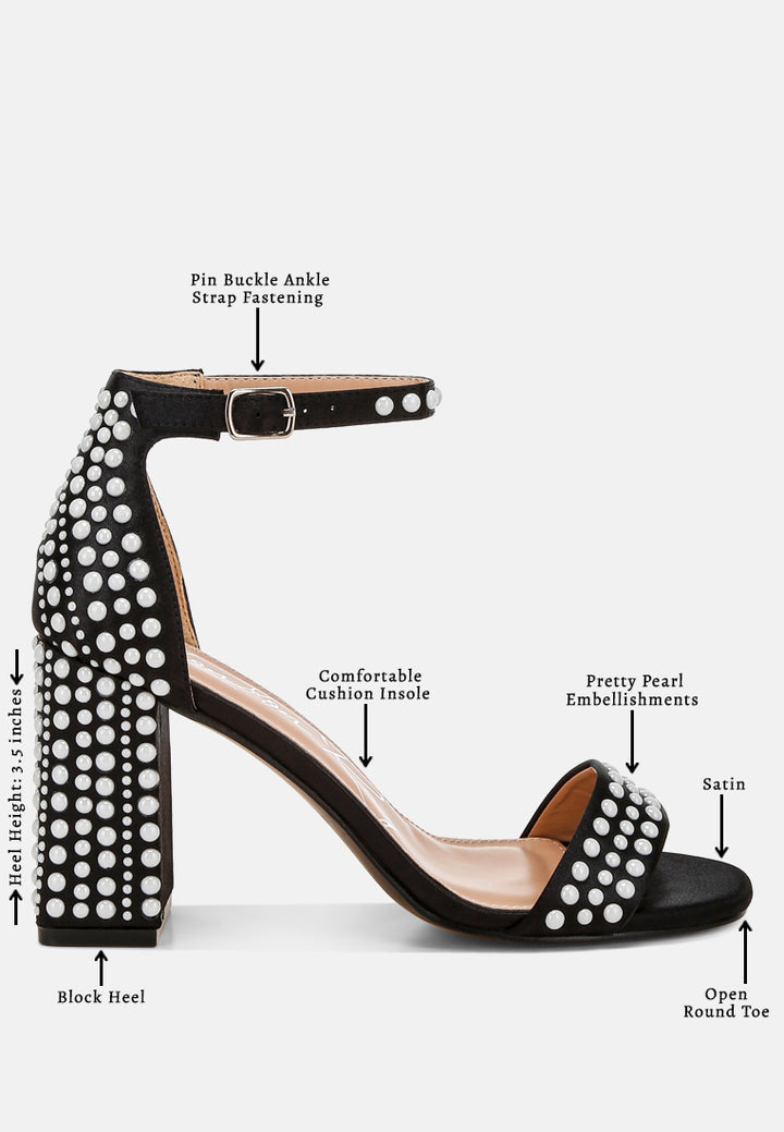 pearls embellished satin sandals by ruw#color_black