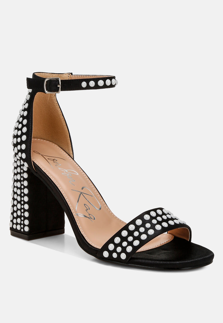 pearls embellished satin sandals by ruw#color_black