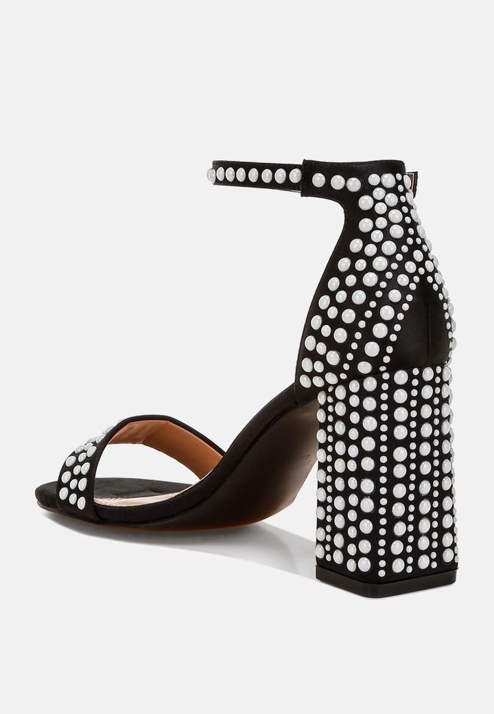 pearls embellished satin sandals by ruw#color_black