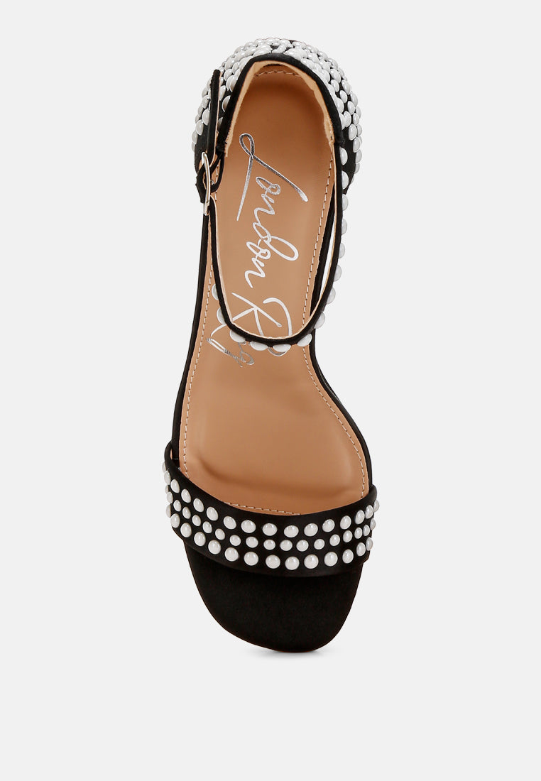 pearls embellished satin sandals by ruw#color_black