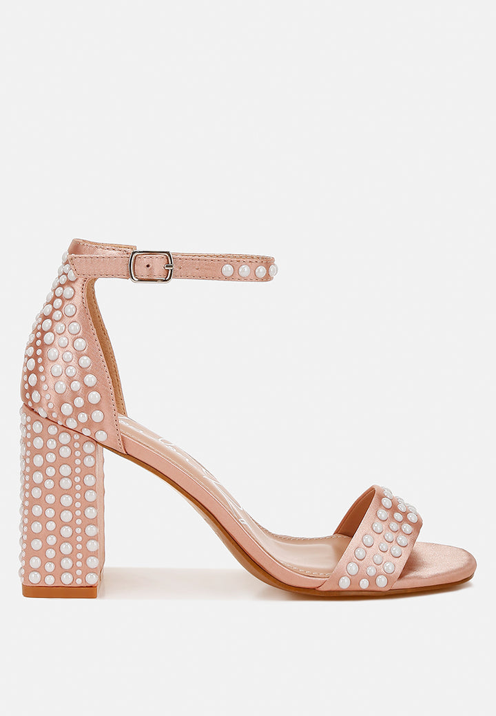 pearls embellished satin sandals by ruw#color_rose-gold