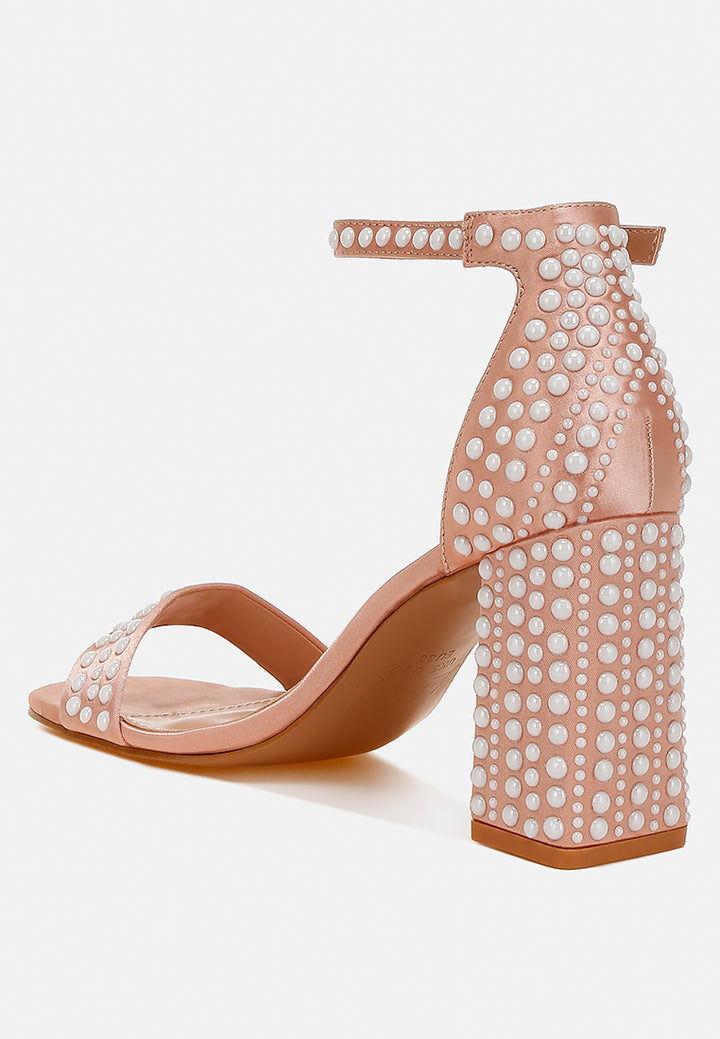 pearls embellished satin sandals by ruw#color_rose-gold