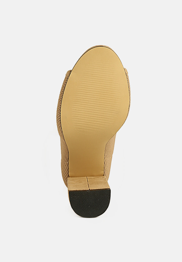 floarea knitted peep toe block heel sandals#color_nude