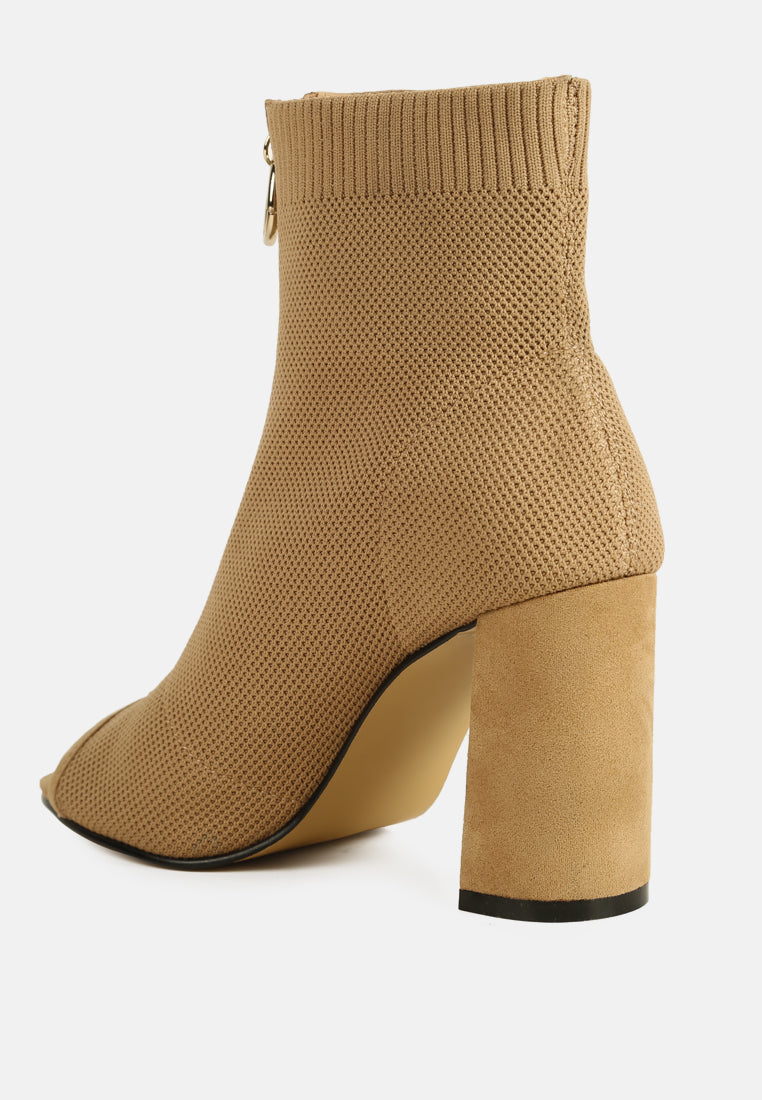 floarea knitted peep toe block heel sandals#color_nude