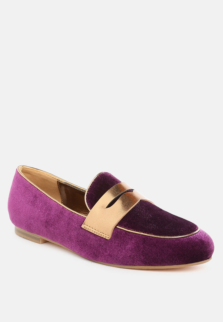 penny strap velvet loafers by ruw#color_purple