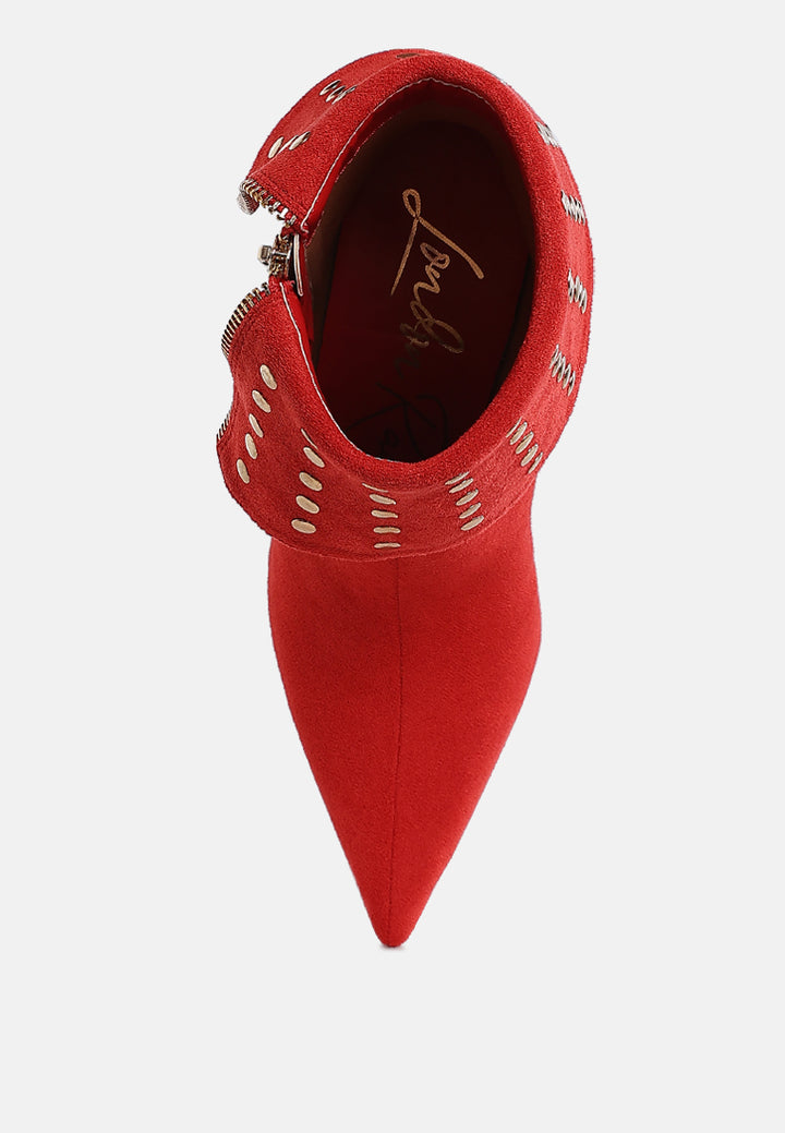 stud embellished foldover boots by ruw#color_red