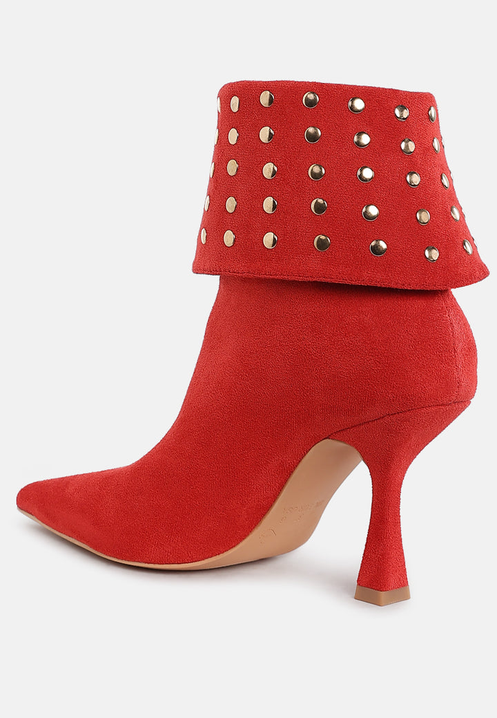 stud embellished foldover boots by ruw#color_red