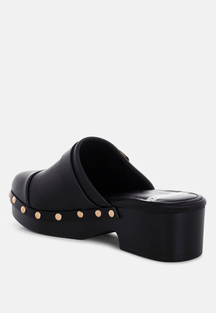 pinto studded genuine leather clogs#color_black